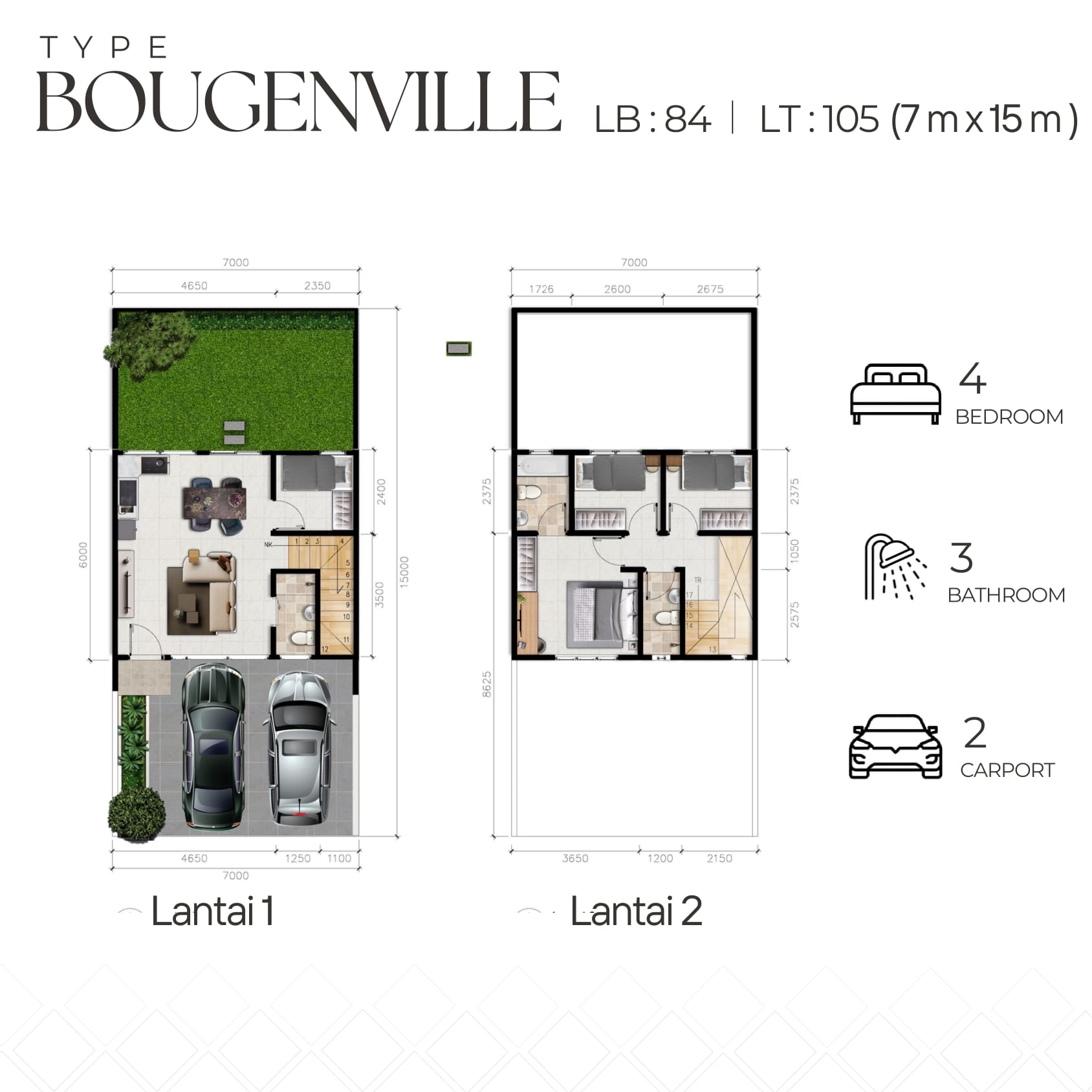 Modern Mansion Garden Tipe Bougenvile